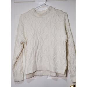 Calligraphie Women’s White Cable Knit Sweater – Size M